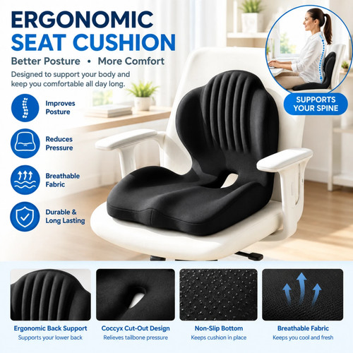 Ergonomic memory foam coccyx - ergonomic,