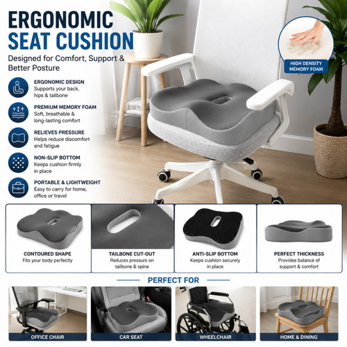 Ergonomic memory foam seat - ergonomic,